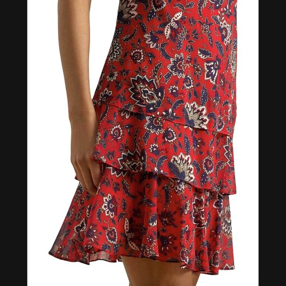 NWT Ralph Lauren Floral Crinkle Georgette Shift Dress Size 6 - Picture 8 of 8